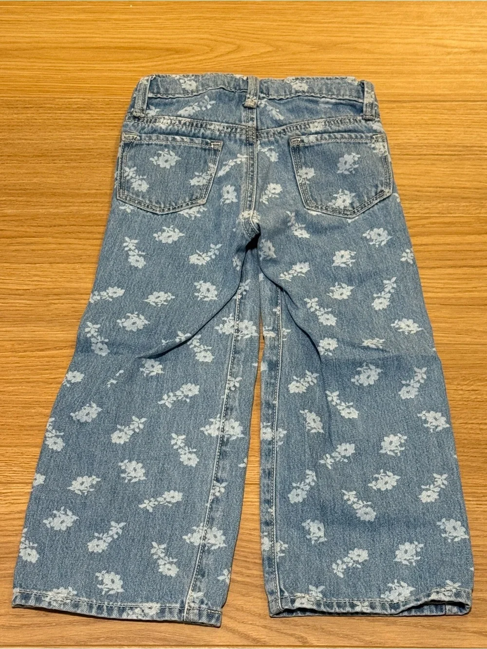 Girl 4T Light Blue Floral Print Wide Leg Jeans